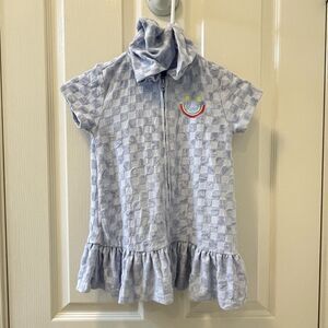 Andy & Evan Purple Checker Terry Hooded Cover-Up Zip-Up Rainbow Girls Size 4T